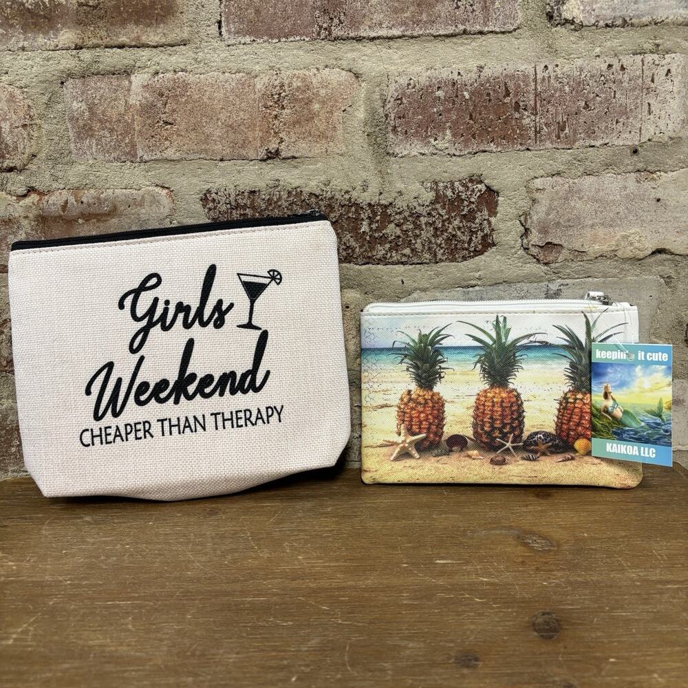 2 Makeup Bags Girls, Weekend, And Pineapples